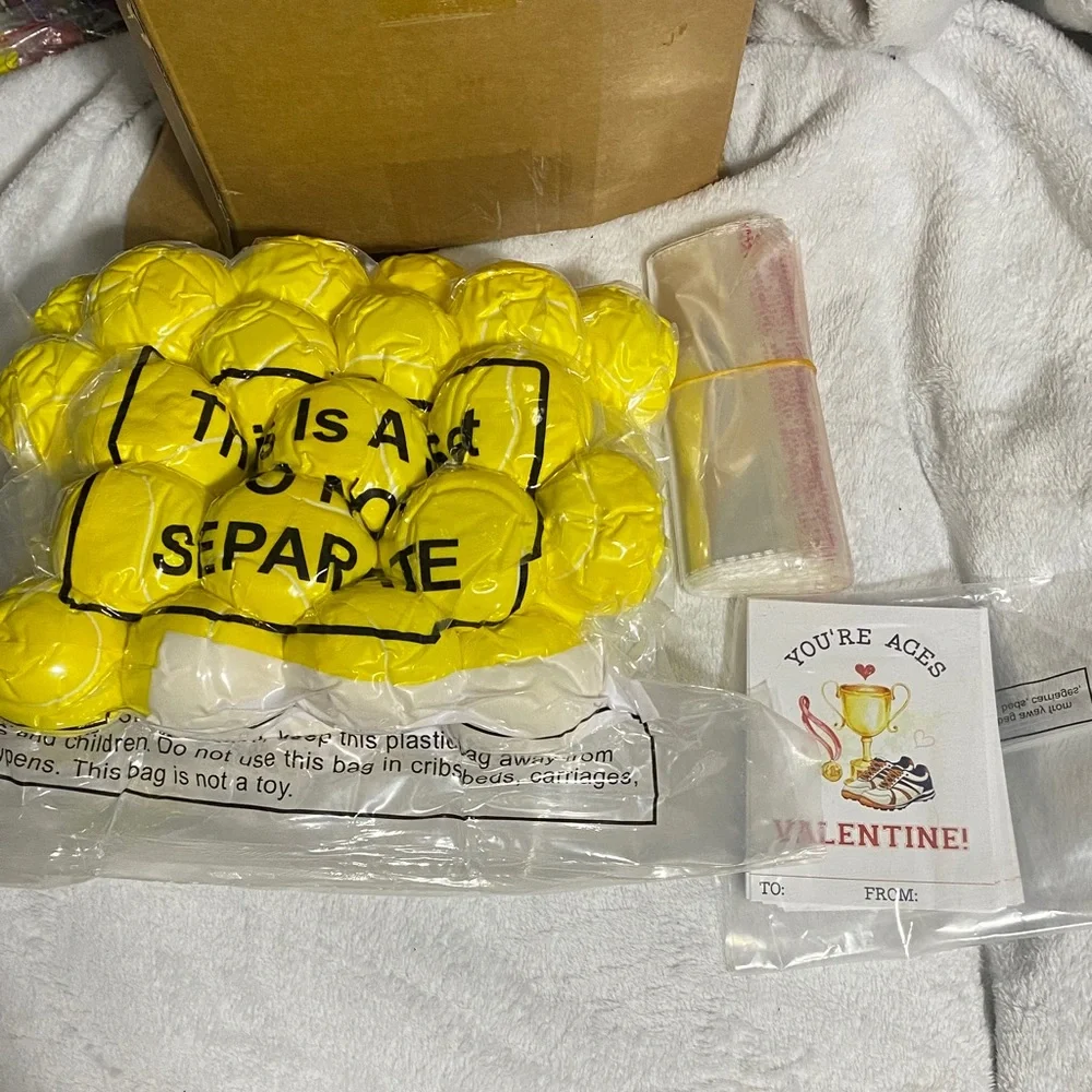 Vibrant Yellow and White Stress Tennis Balls Party Set